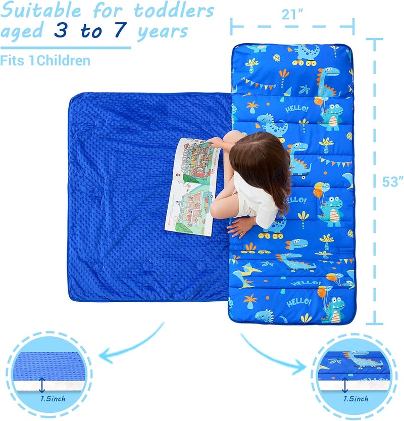 lasoftan Toddler Nap Mat with Pillow and Blanket, Extra Large Rolled Napping Mats,Slumber Bags for Boys Girls,Kids Sleeping Bag for Daycare, Preschool Travel Camping - Image 3